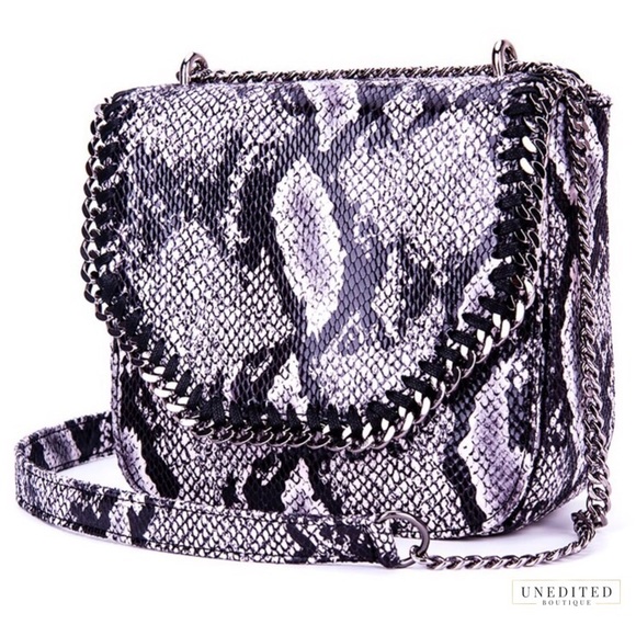 Class & Crass Handbags - NWT - Serena Snakeskin Chain Shoulder Bag